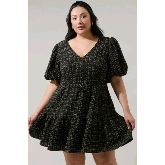 Sugarlips Dresses & Skirts - Sugarlips Carrol Zaylee Tweed May Tiered Women's Mini Dress Curve Size Large L